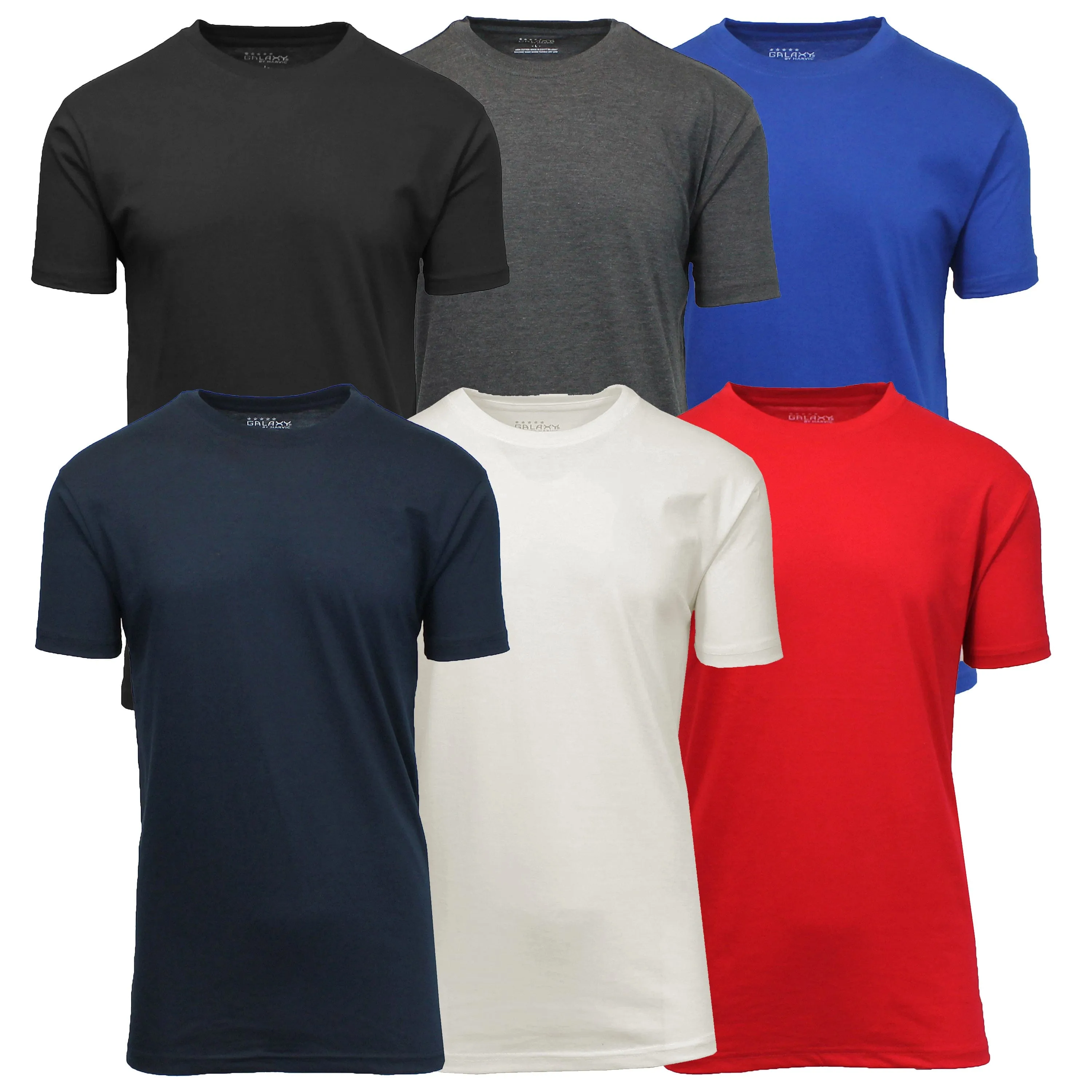 (6-Pack) Short Sleeve Crew-Neck Modern Fit Classic Tees (S-3XL)