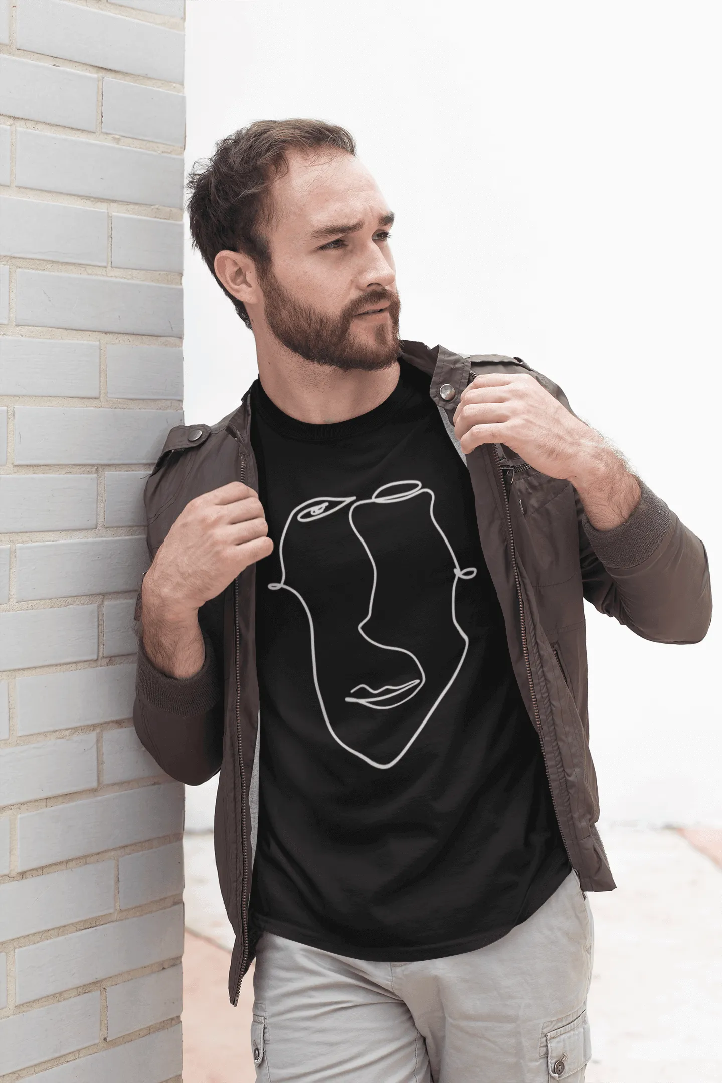 Abstract Minimal Line Art Drawing of a Face 10012020 Men's Classic Fit Short Sleeve T-Shirt