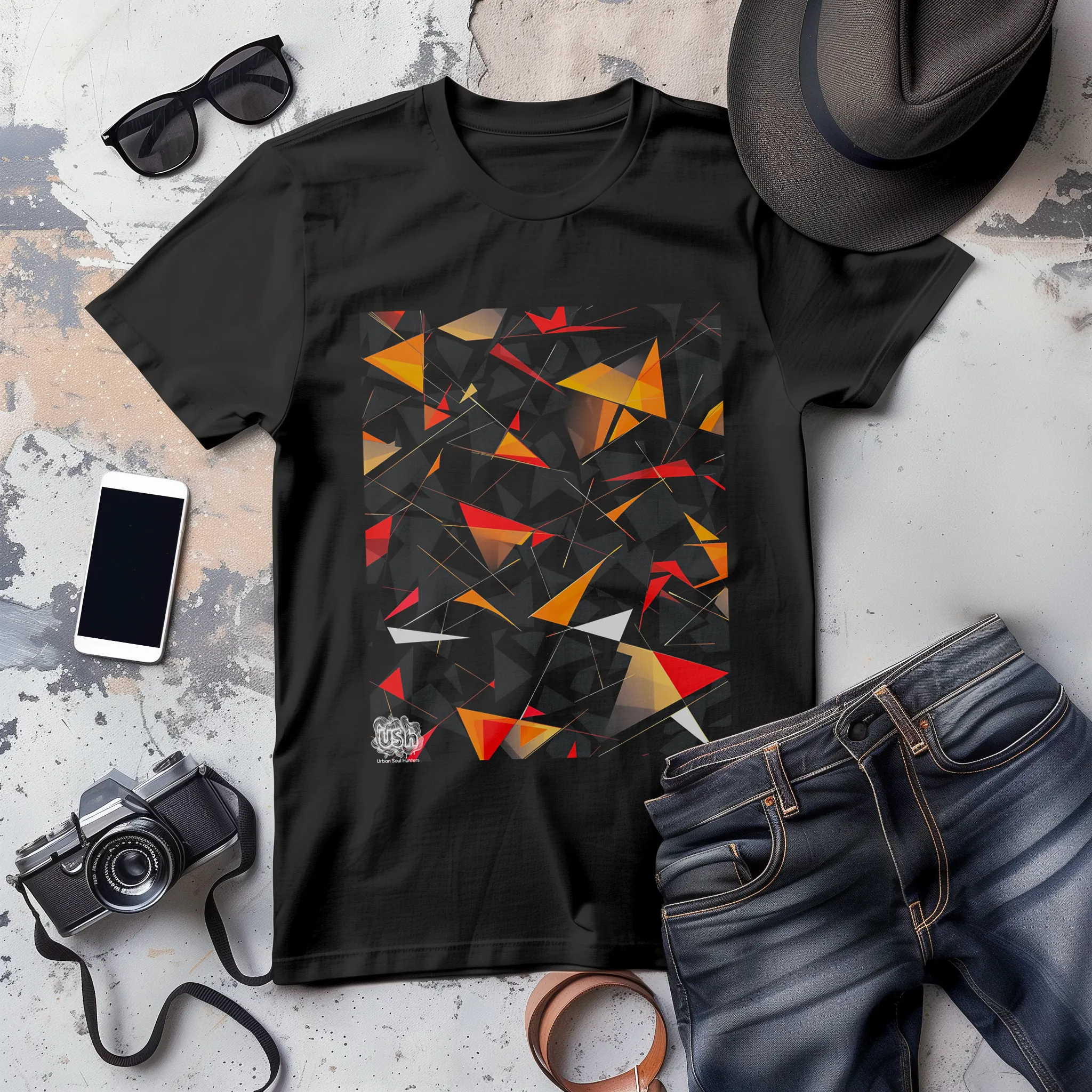 Abstract Triangle Hue Graphic T-Shirt