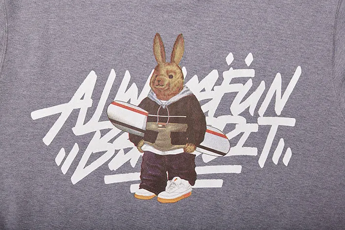 ALWAYS BEAR RABBIT WELCOME DRY SWEAT SHIRT DARK GRAY