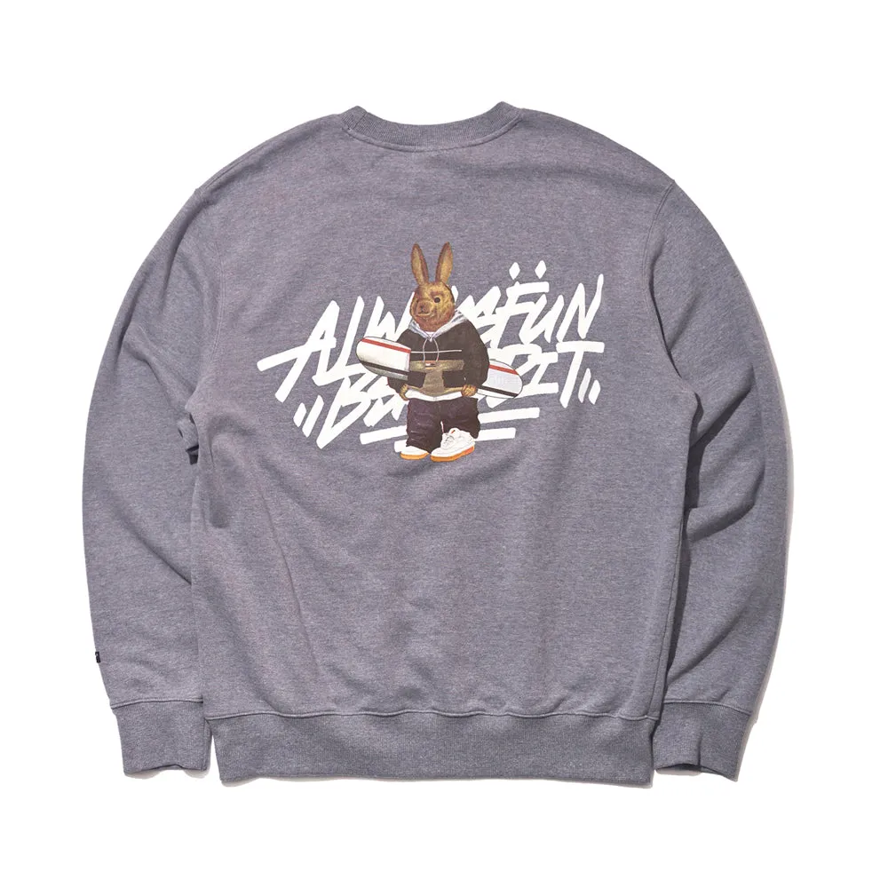 ALWAYS BEAR RABBIT WELCOME DRY SWEAT SHIRT DARK GRAY