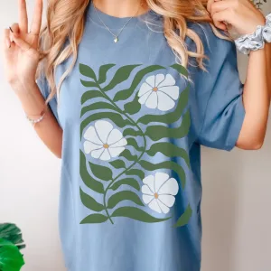 Always Free Shipping! Trendy Comfort Colors® Retro, Hippie, Psychedelic T-shirt, Spring or Summer, Boho Botanical Flowers, Garment Dyed, Oversized Tee