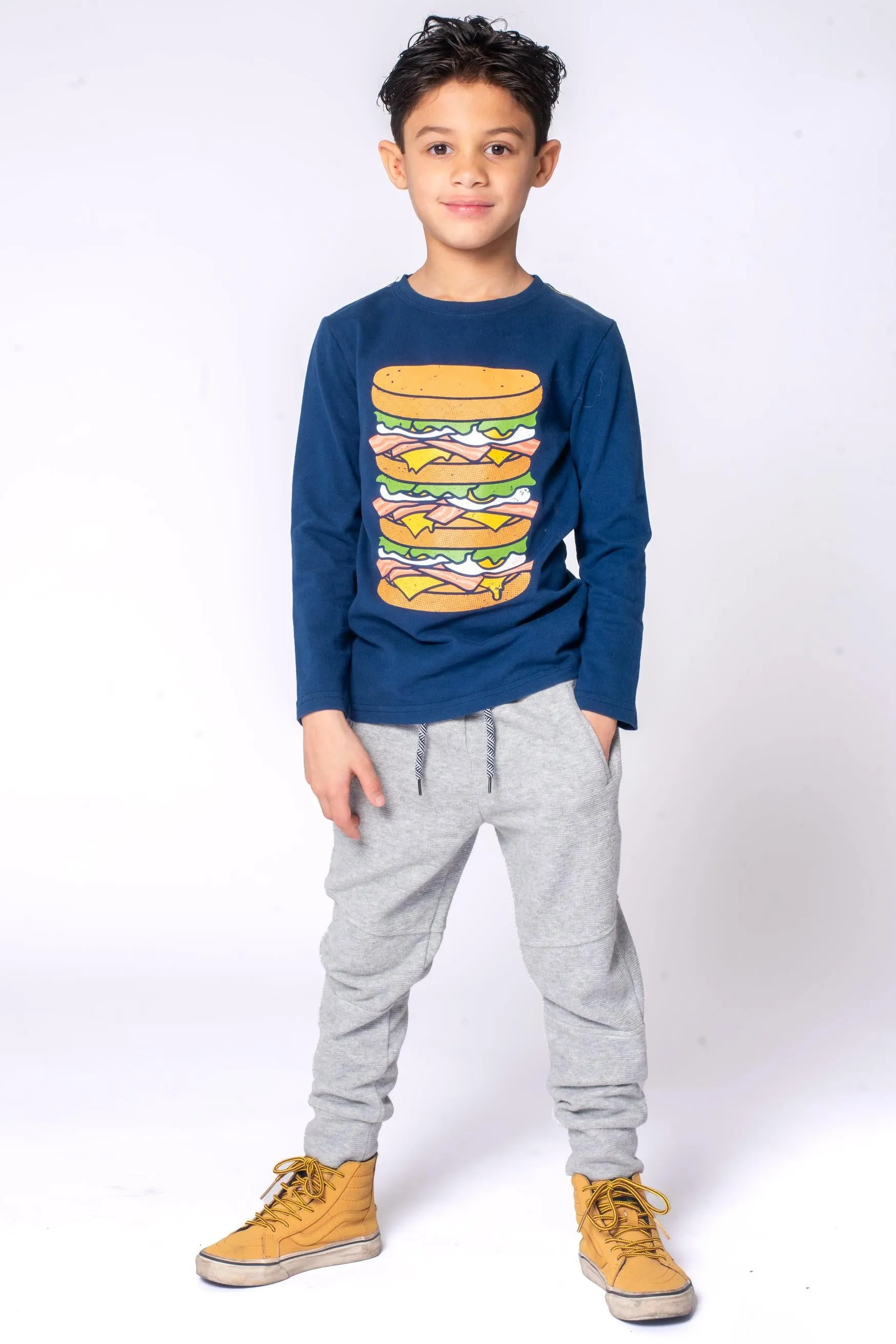 Appaman - Navy Bacon Eggs & Cheese Long Sleeve Tee