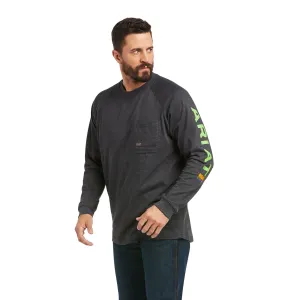 Ariat Men's Rebar CottonStrong™ Charcoal & Lime Work T-Shirt 10037642