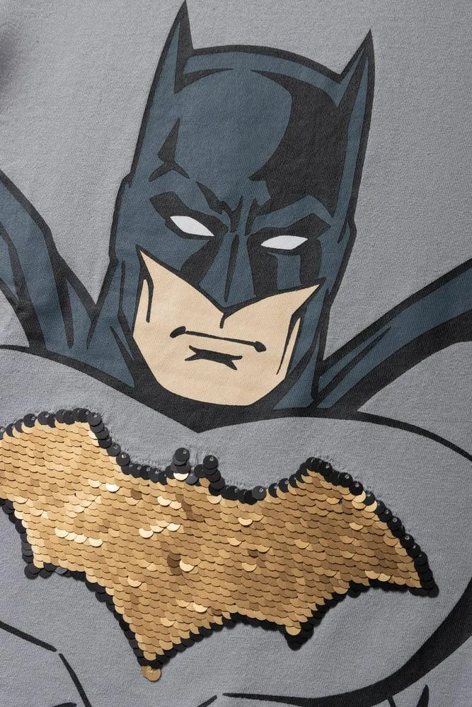 Batman Sequin Tuxedo T-Shirt Light Grey