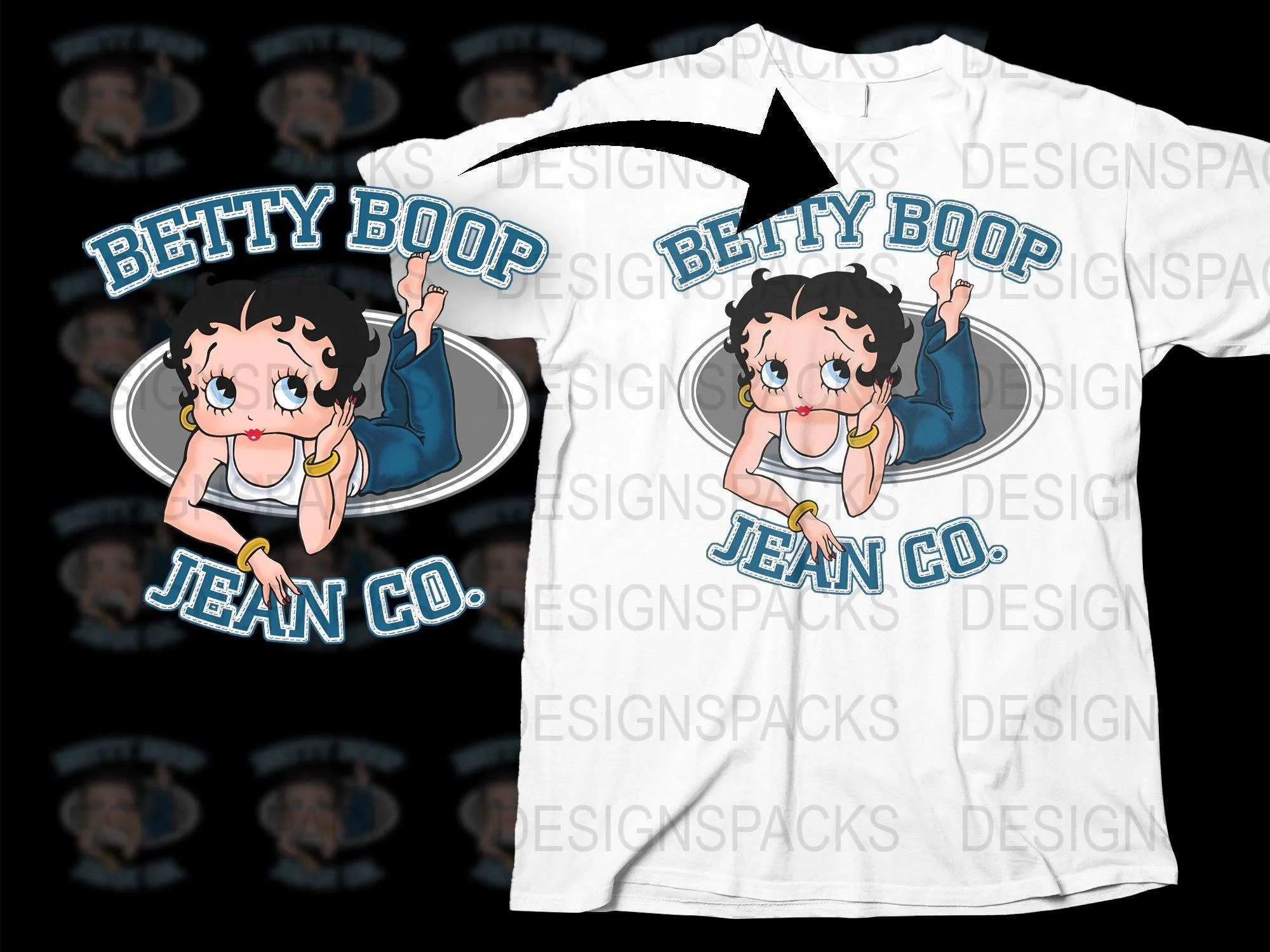 Betty Boop Jean Co Graphic Unisex Png Digital Download