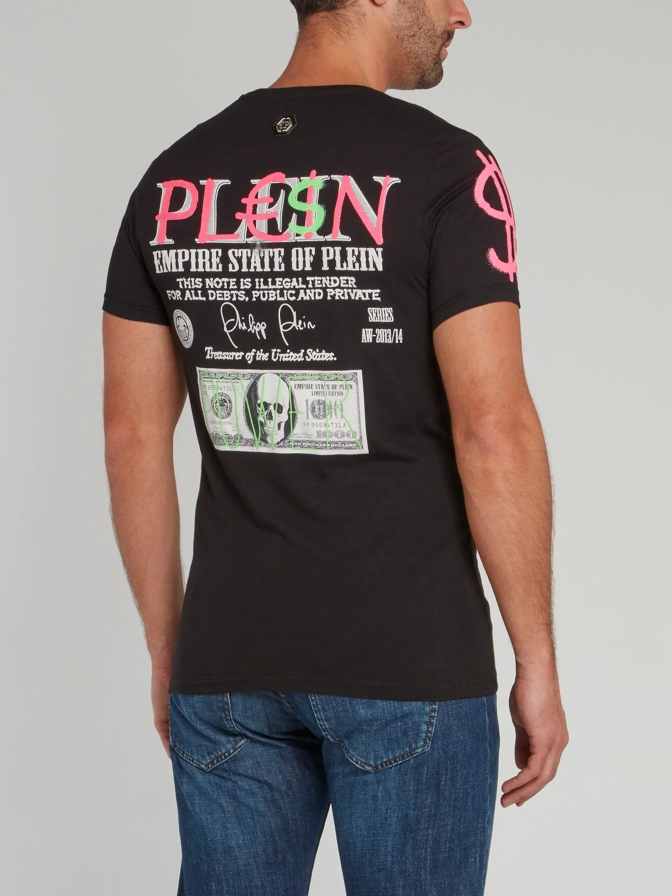 Black Dollar Skull Print T-Shirt