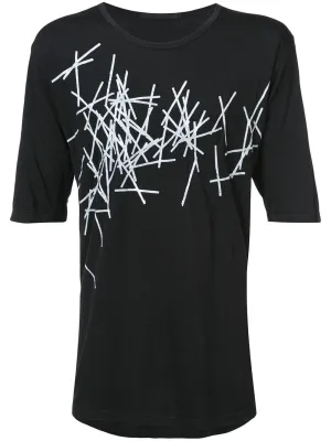 Black Print Detail T-Shirt