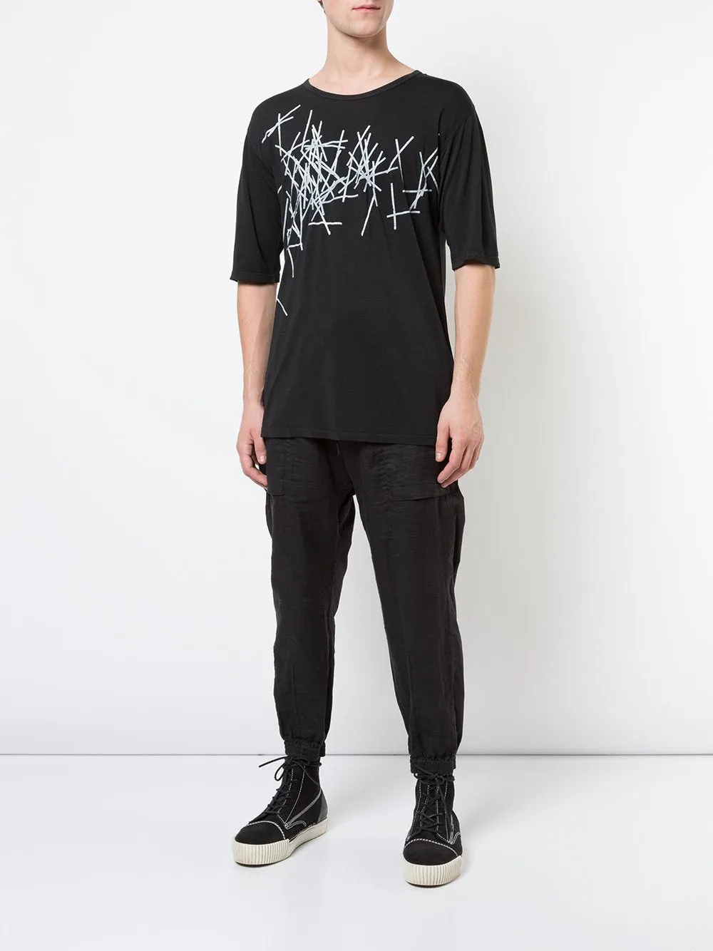 Black Print Detail T-Shirt