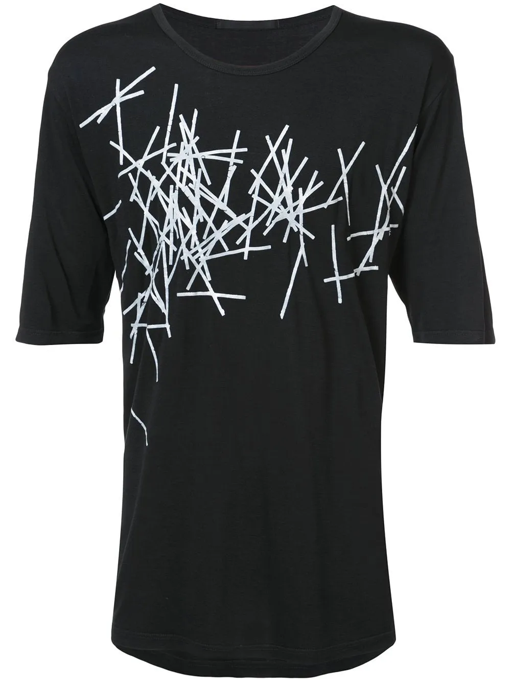 Black Print Detail T-Shirt