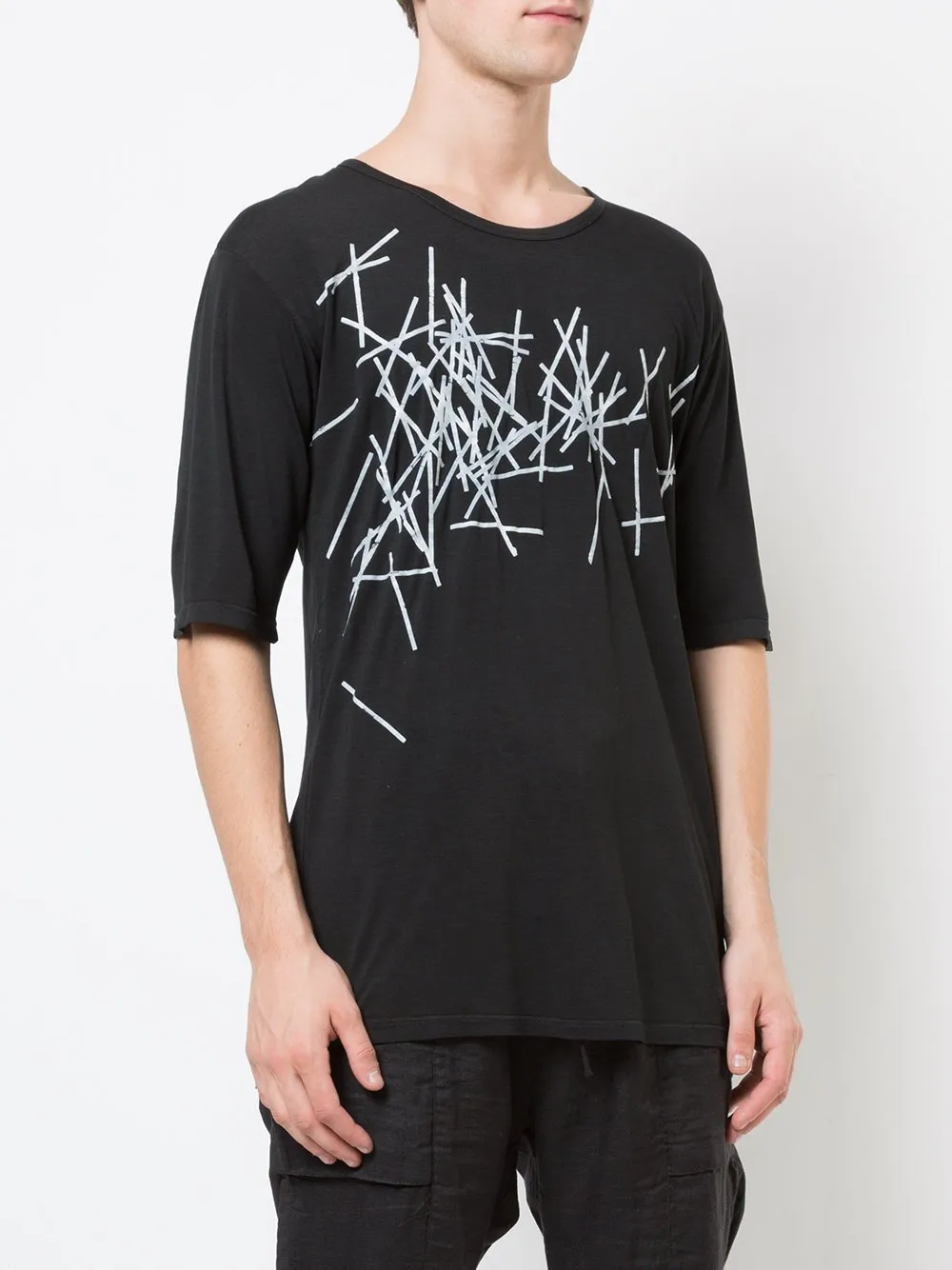 Black Print Detail T-Shirt