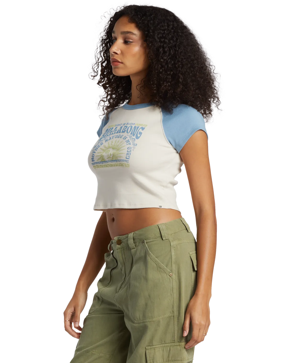 Blissed Raglan Cropped T-Shirt in Blue Shadow