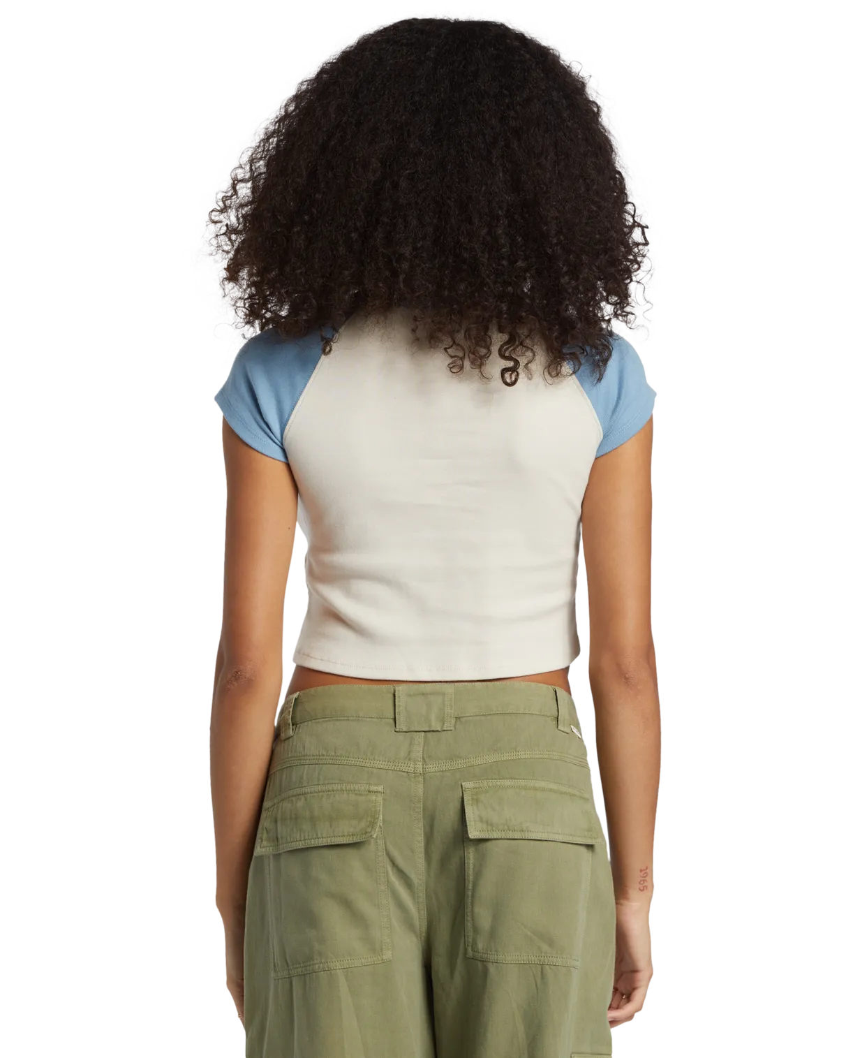 Blissed Raglan Cropped T-Shirt in Blue Shadow