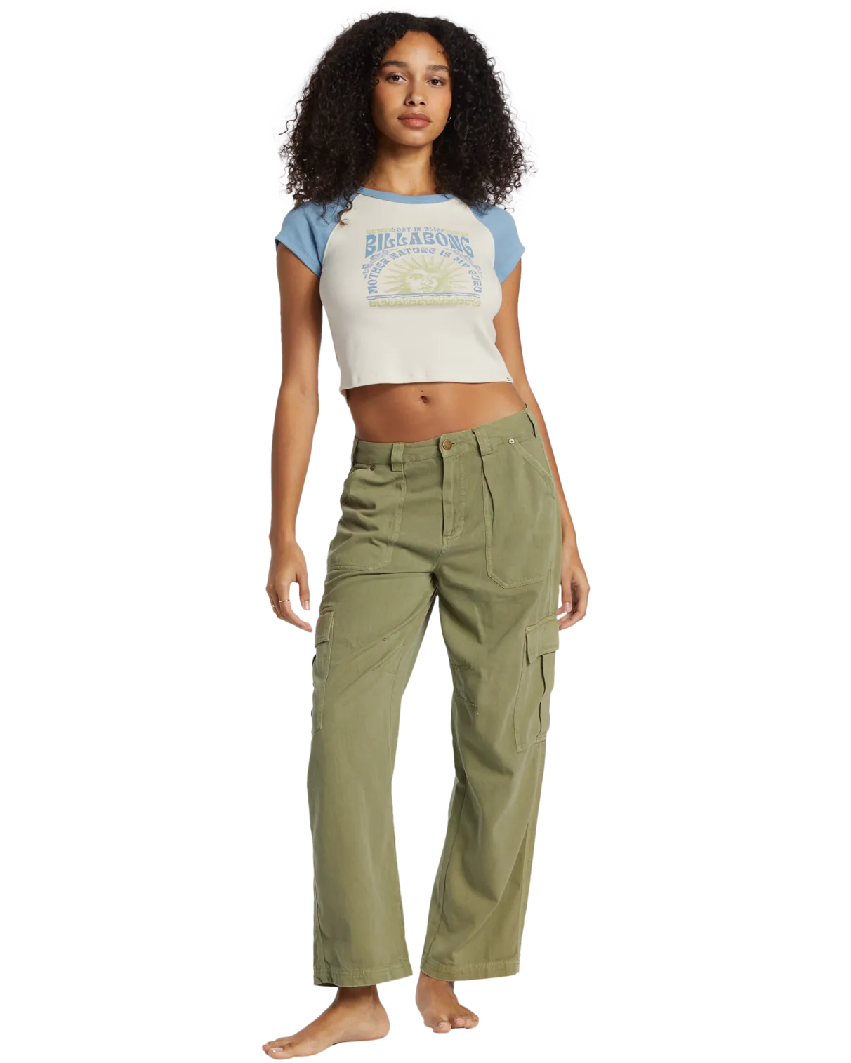 Blissed Raglan Cropped T-Shirt in Blue Shadow
