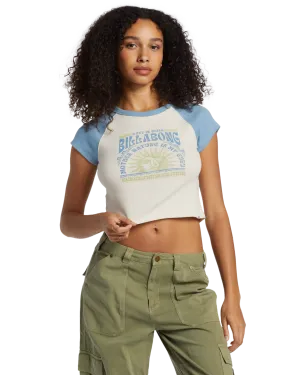 Blissed Raglan Cropped T-Shirt in Blue Shadow