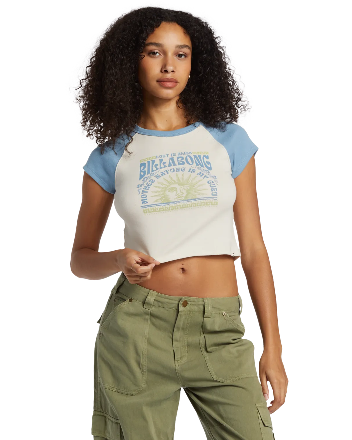 Blissed Raglan Cropped T-Shirt in Blue Shadow