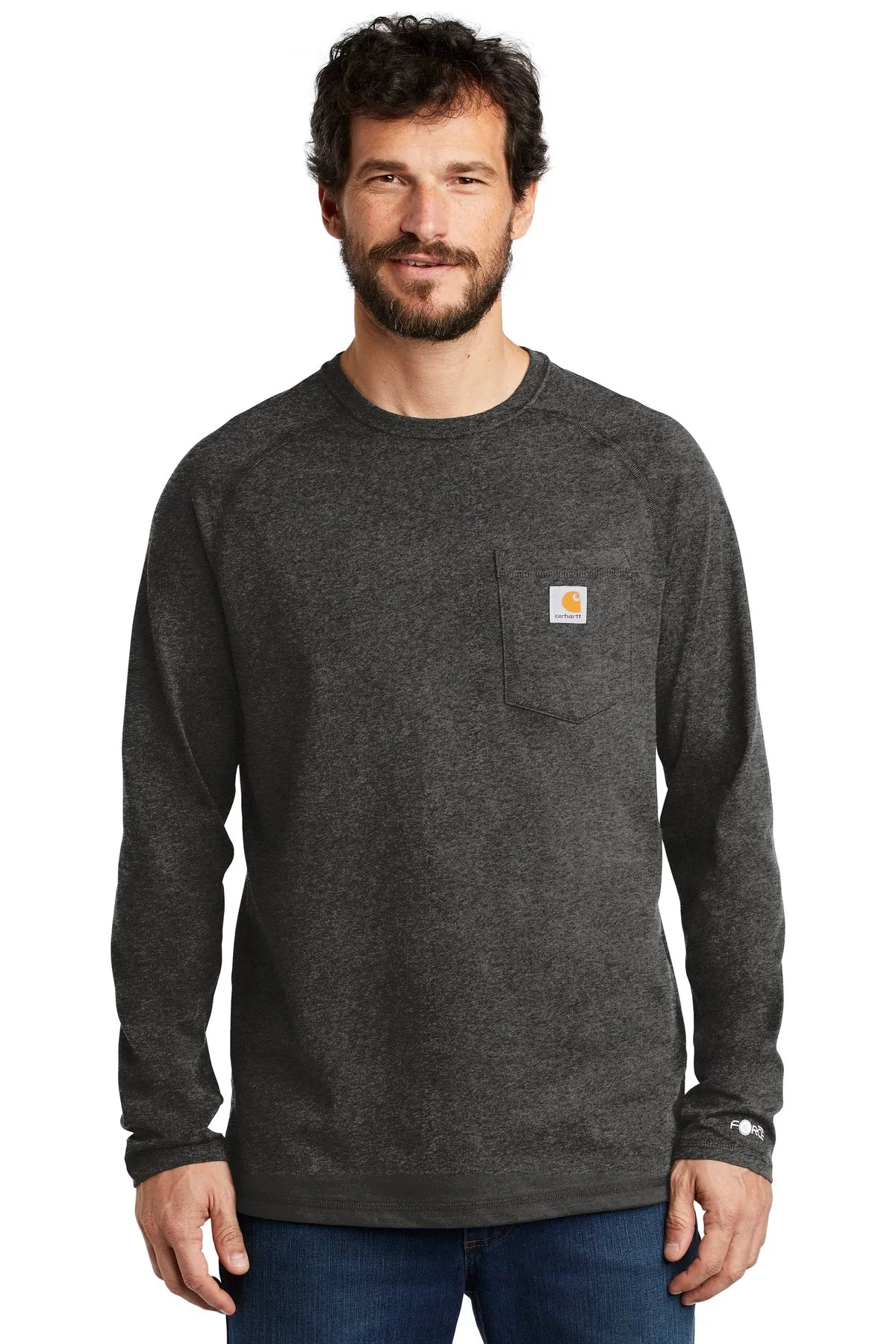 Carhartt Force Cotton Delmont Long Sleeve T-Shirt Carbon Heather.45791