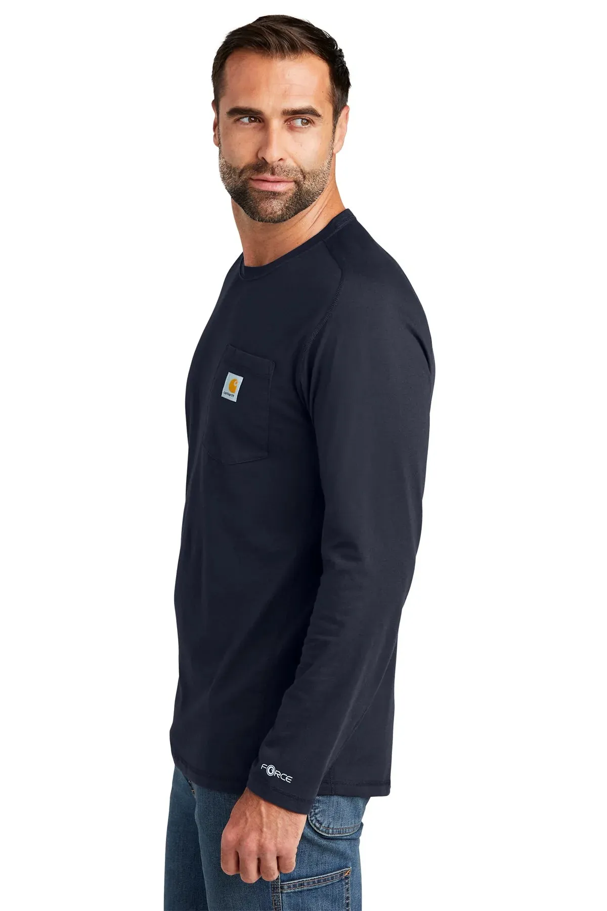 Carhartt Long Sleeve Custom Pockets T-Shirts, Navy