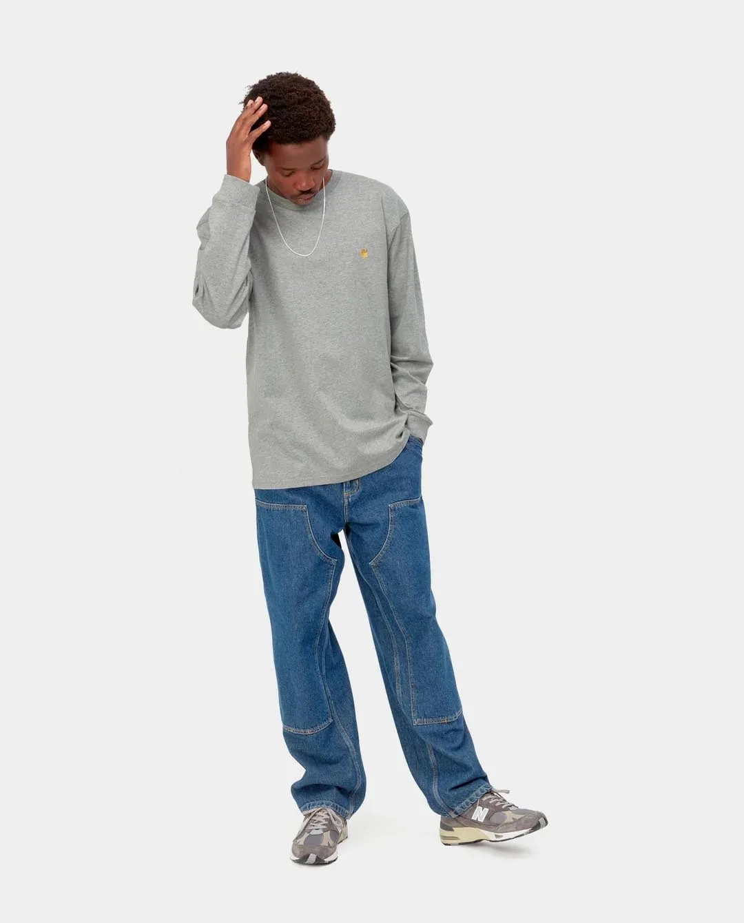 Carhartt WIP - LS Chase T-Shirt - Grey Heather/Gold