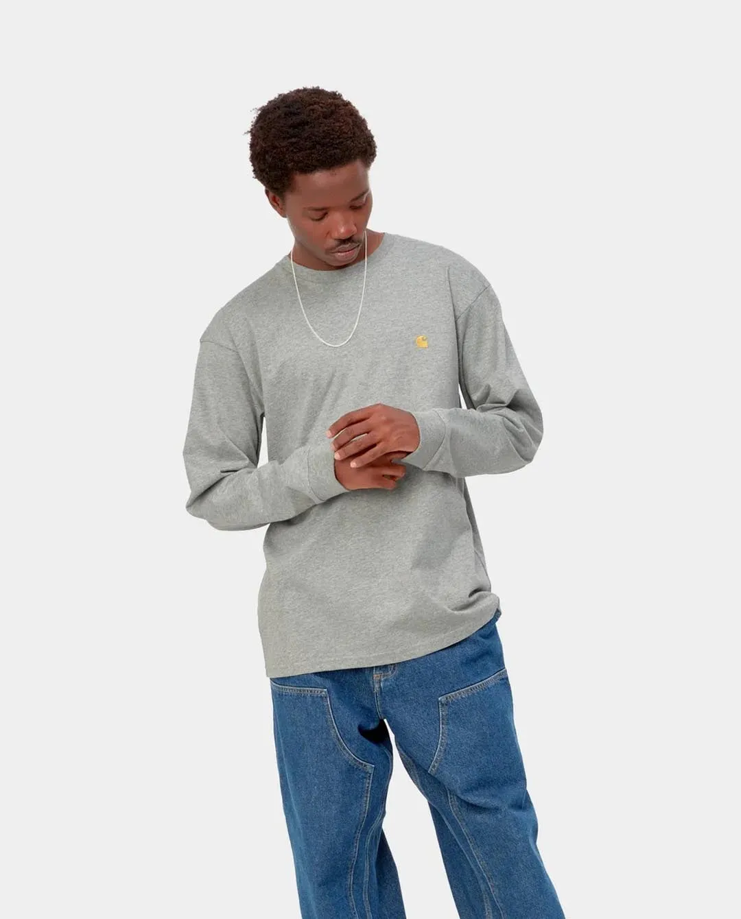 Carhartt WIP - LS Chase T-Shirt - Grey Heather/Gold