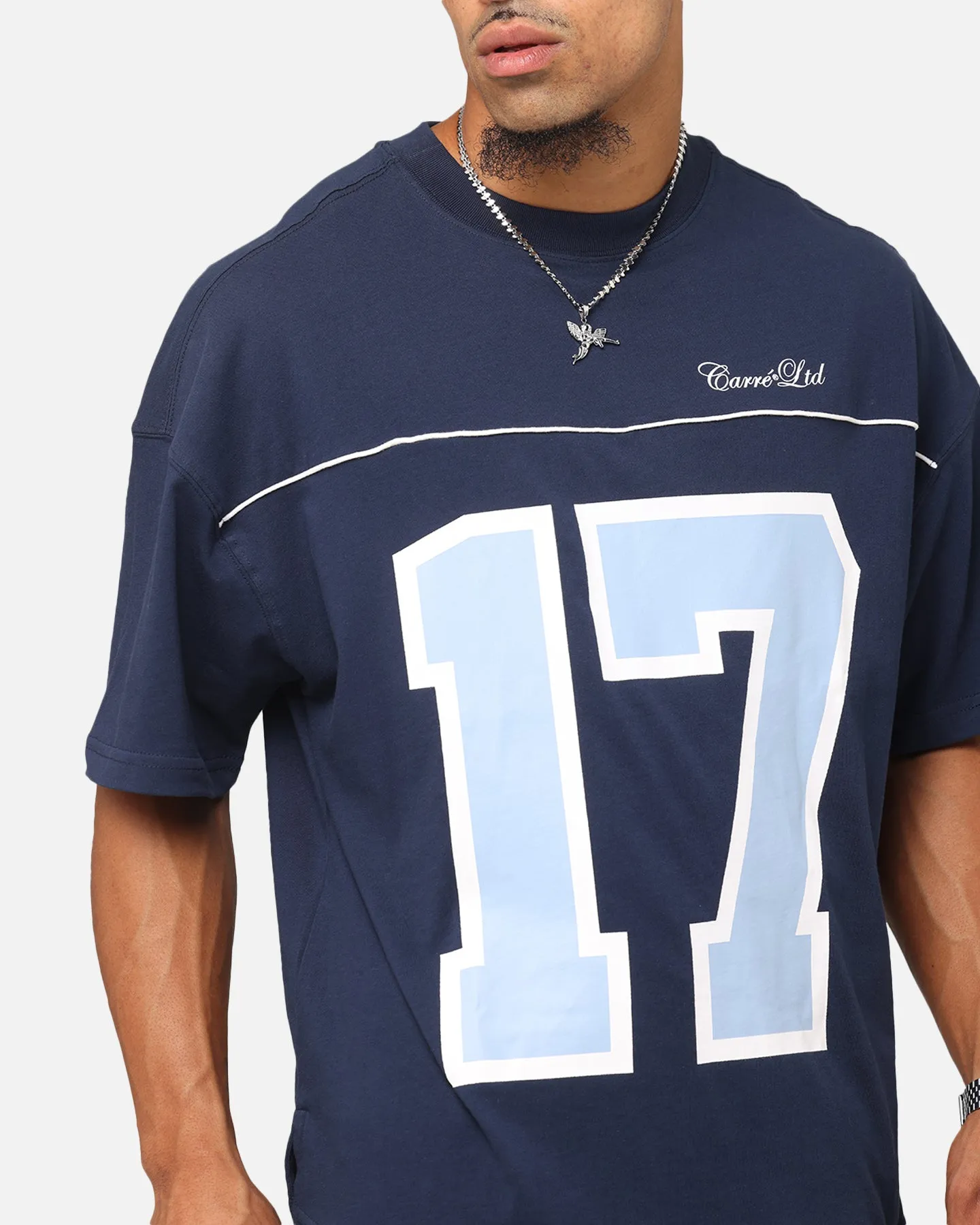 Carre Hitta Grid Iron T-Shirt Navy/Light Blue