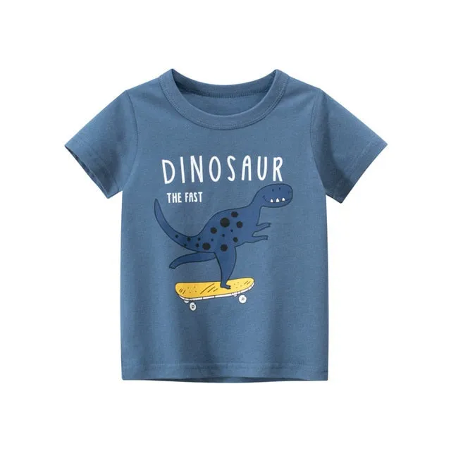 Cartoon T-shirts Kids Dinosaur Print