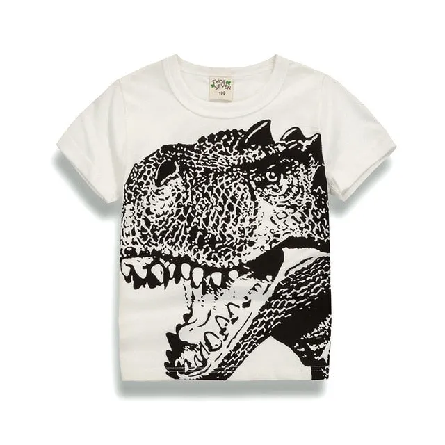 Cartoon T-shirts Kids Dinosaur Print