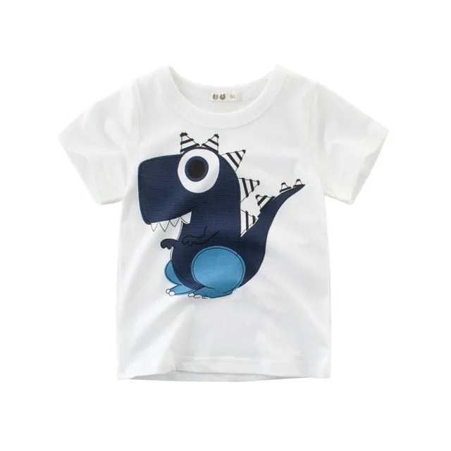 Cartoon T-shirts Kids Dinosaur Print