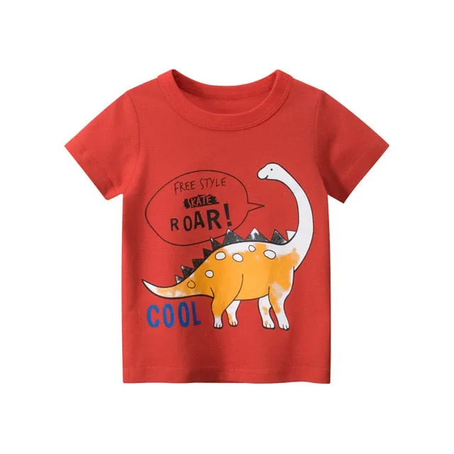Cartoon T-shirts Kids Dinosaur Print