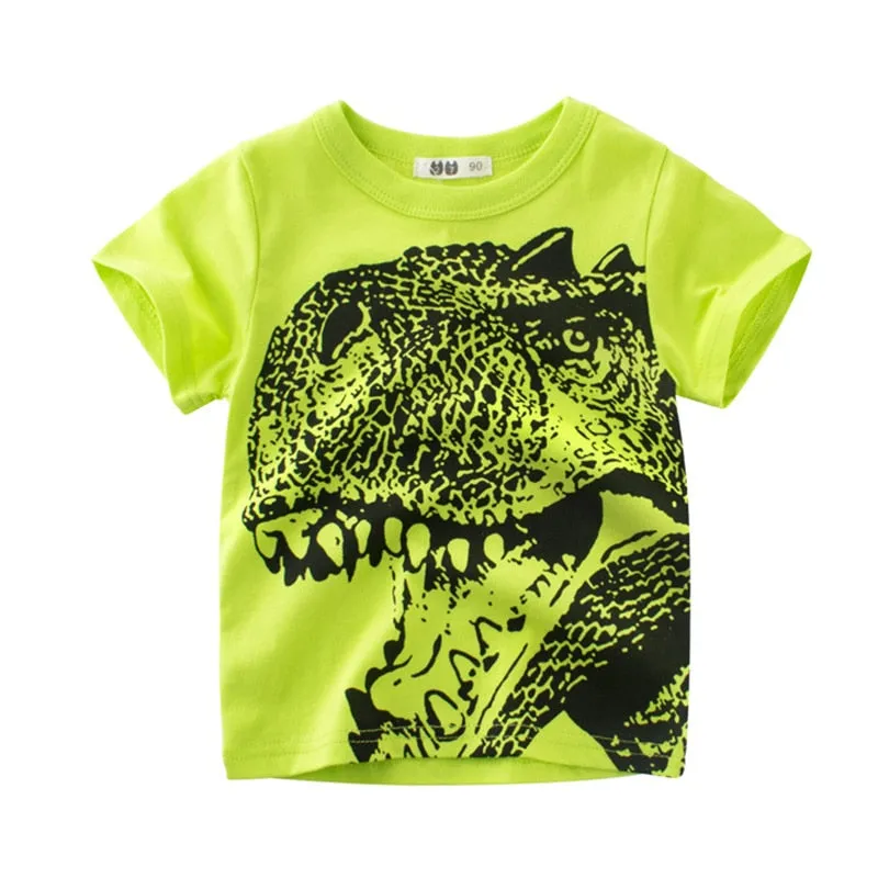 Cartoon T-shirts Kids Dinosaur Print