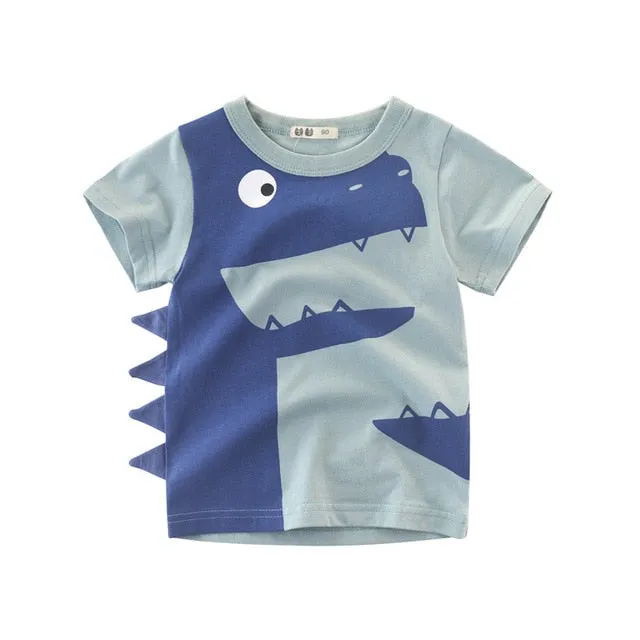 Cartoon T-shirts Kids Dinosaur Print