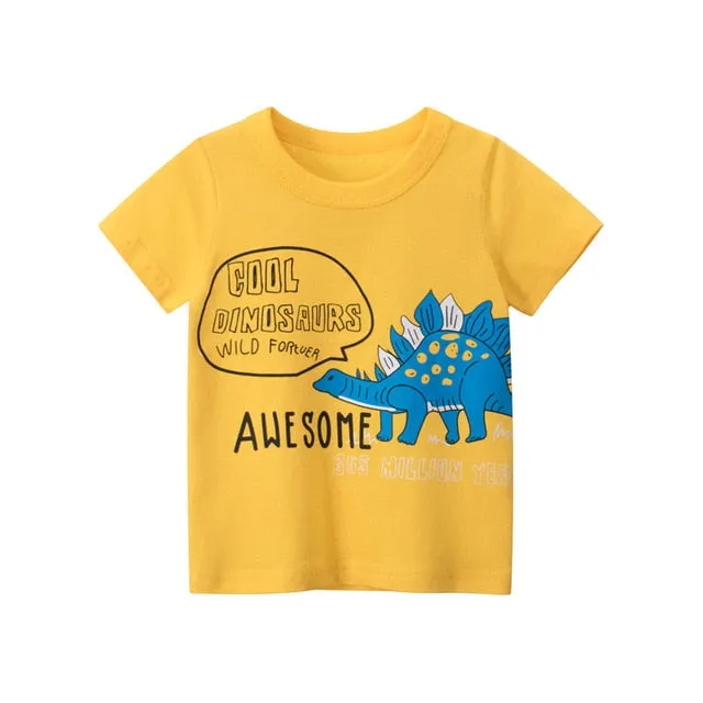 Cartoon T-shirts Kids Dinosaur Print