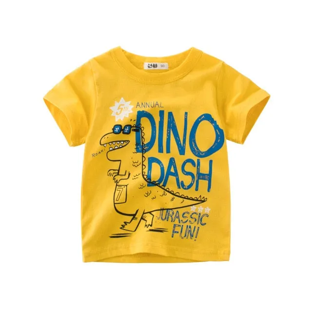 Cartoon T-shirts Kids Dinosaur Print