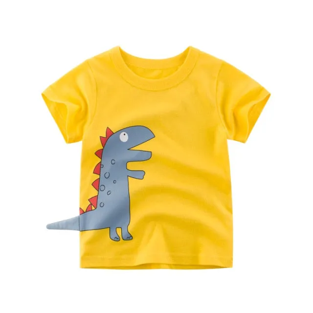 Cartoon T-shirts Kids Dinosaur Print
