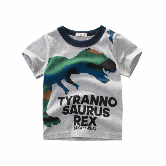 Cartoon T-shirts Kids Dinosaur Print