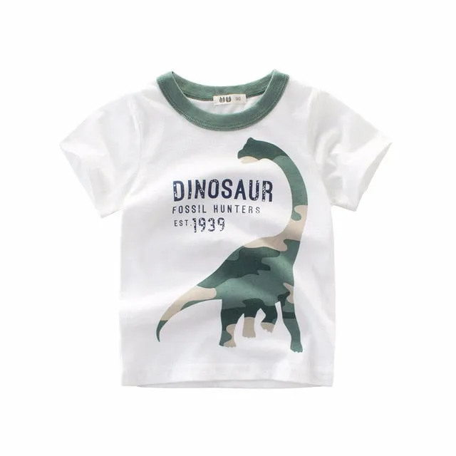 Cartoon T-shirts Kids Dinosaur Print
