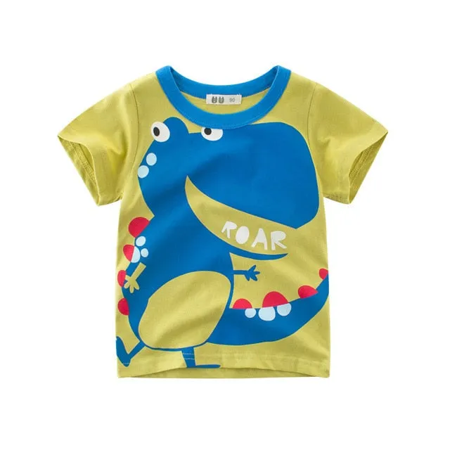 Cartoon T-shirts Kids Dinosaur Print