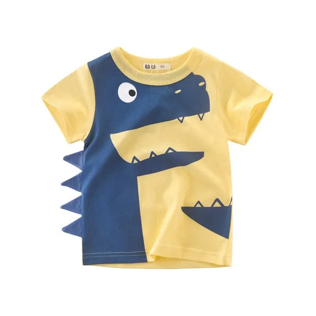 Cartoon T-shirts Kids Dinosaur Print