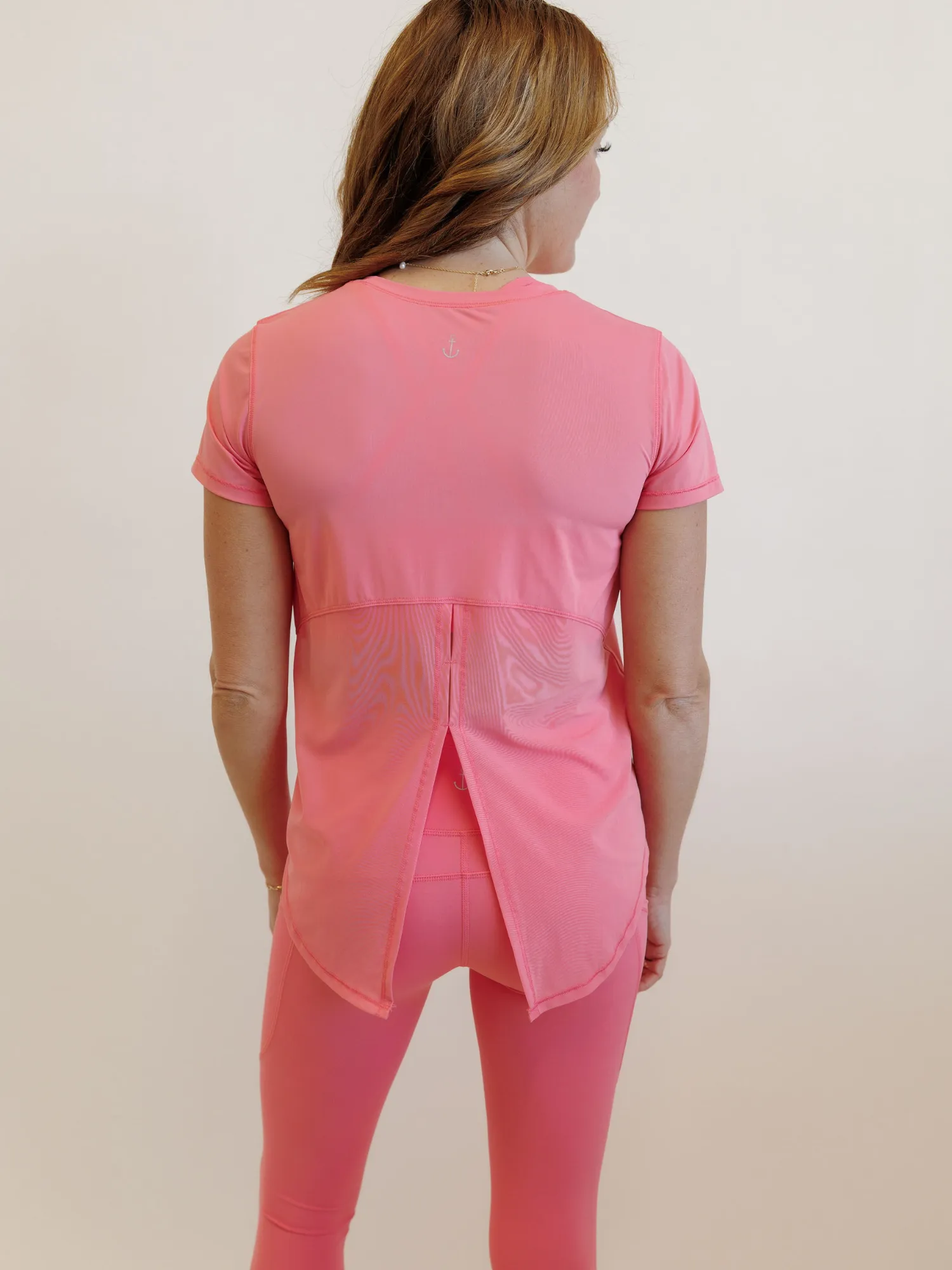 Cherry Blossom "Reese" Quick Dry Mesh Tie Back Tee