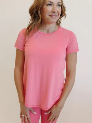 Cherry Blossom "Reese" Quick Dry Mesh Tie Back Tee