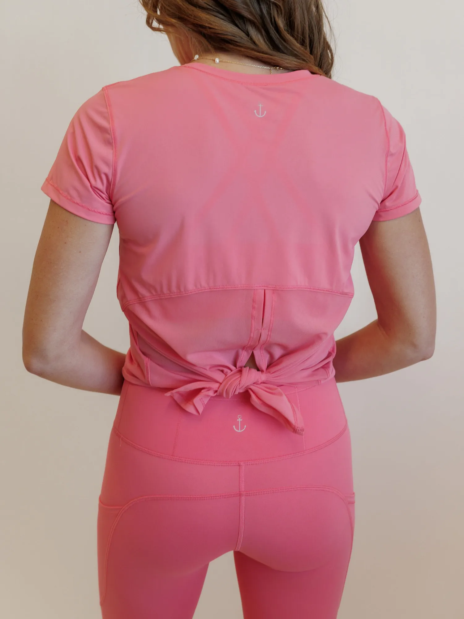 Cherry Blossom "Reese" Quick Dry Mesh Tie Back Tee