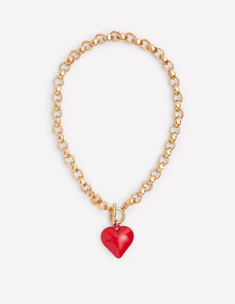 Chunky Heart Necklace-High Risk Red