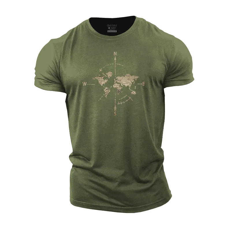 Compass Map Cotton T-Shirts