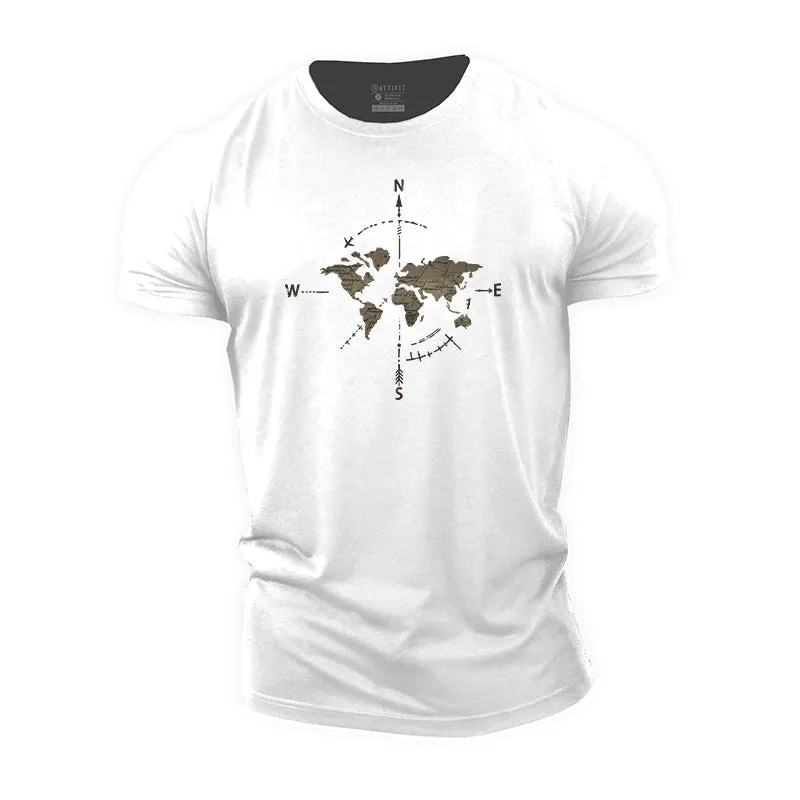 Compass Map Cotton T-Shirts