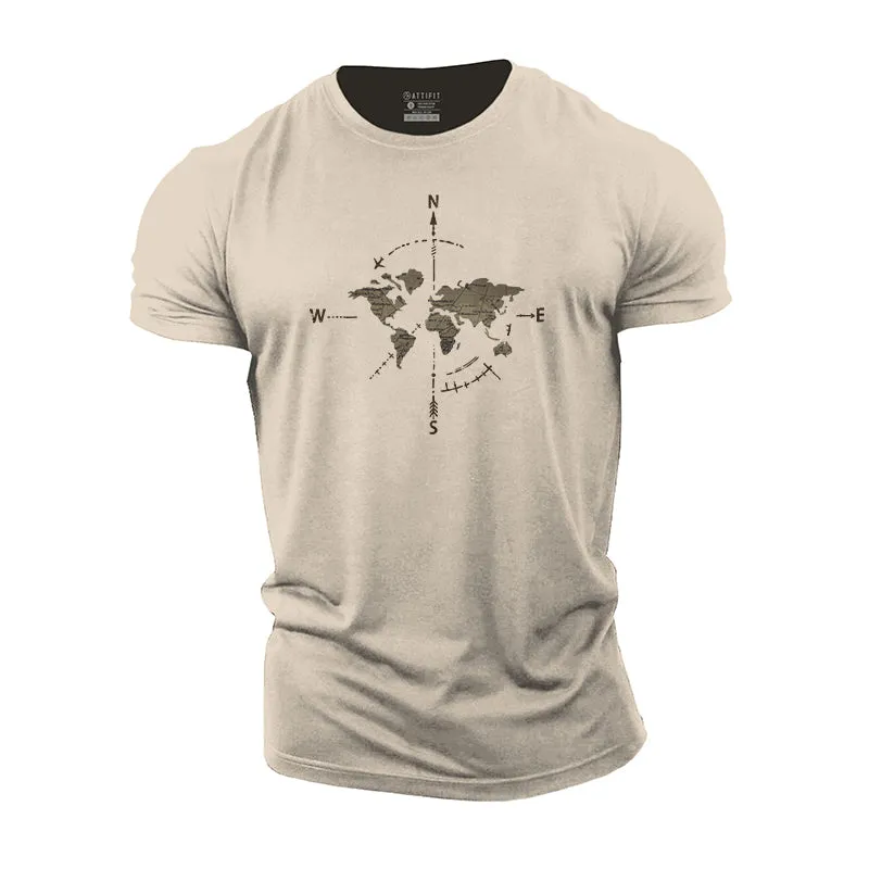 Compass Map Cotton T-Shirts