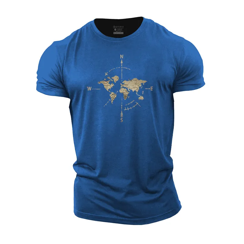 Compass Map Cotton T-Shirts