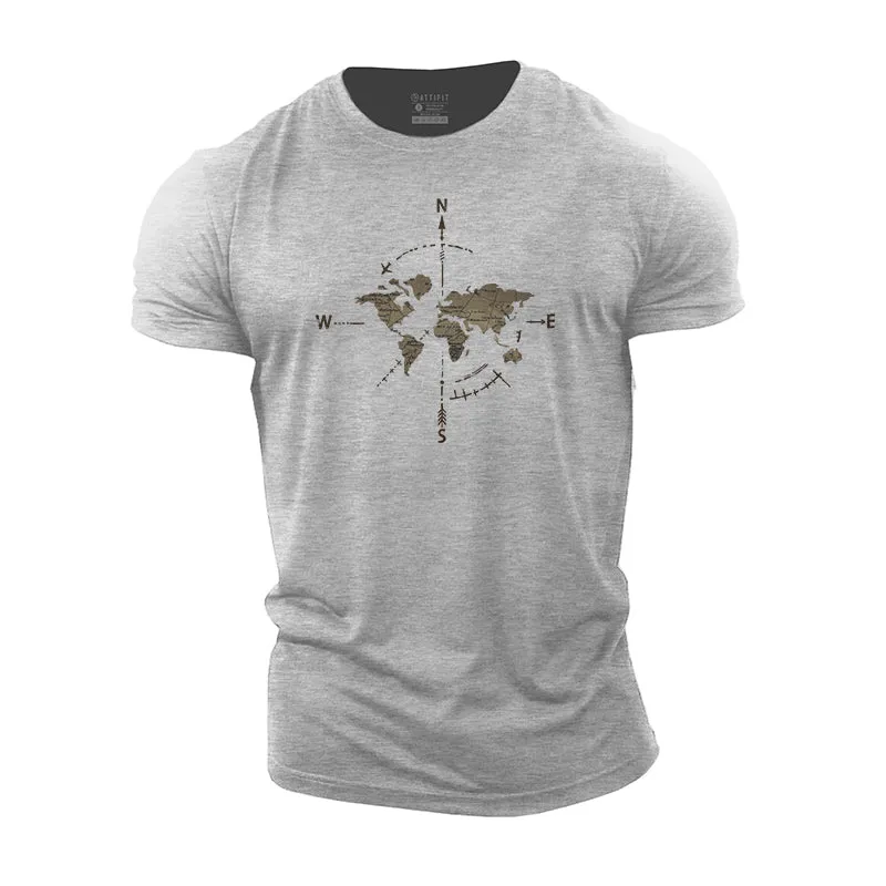Compass Map Cotton T-Shirts