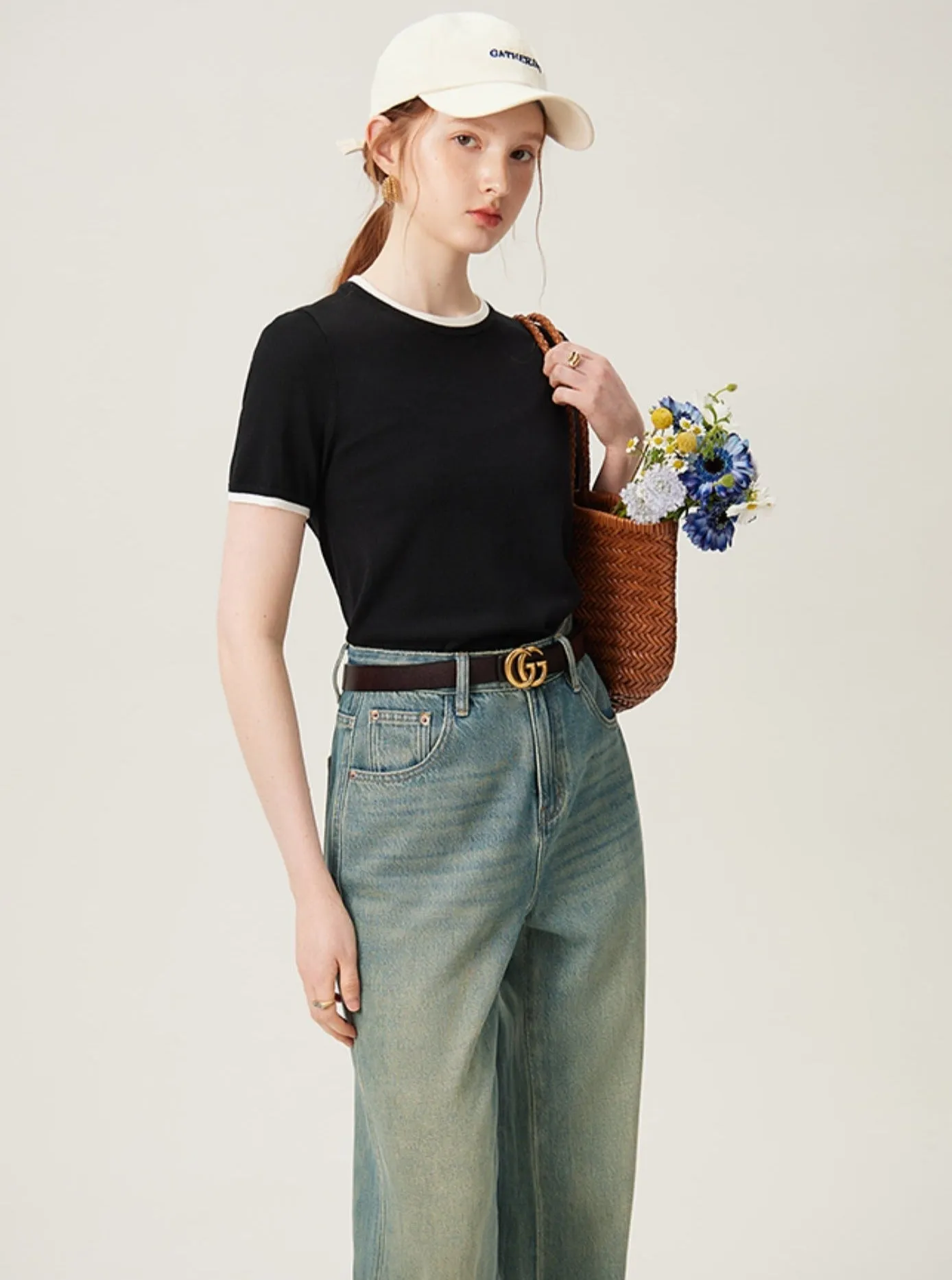 Contrast Edge Basic Everyday T-shirt
