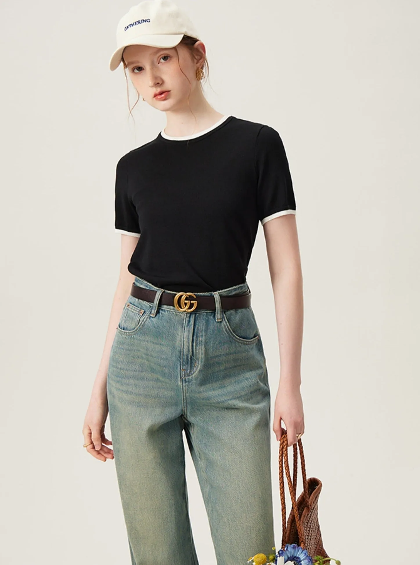 Contrast Edge Basic Everyday T-shirt