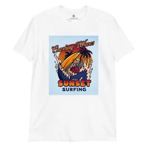 Crashing Waves Sunset Surfing | Unisex Soft Style T-Shirt